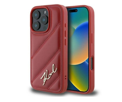 Etui do telefonów KARL LAGERFELD Quilted Signature do iPhone 16 Pro Max czerwony KLHCP16XPQDSMGR
